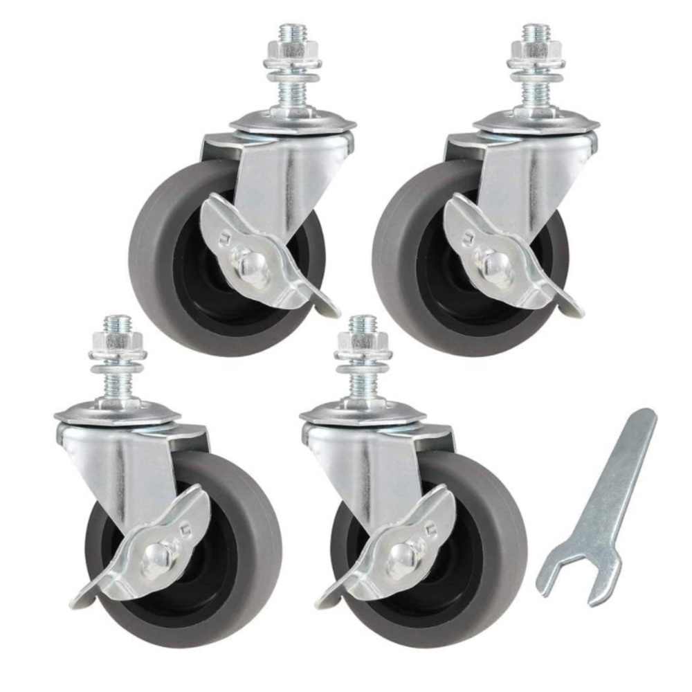 Caster Wheels, 3" Locking Swivel Casters Set of 4, 3/8"-16 x 1"